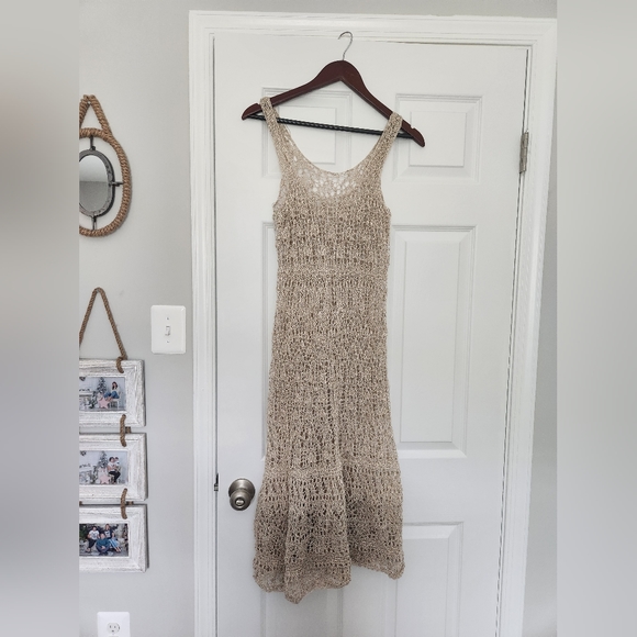 Dresses & Skirts - Summer midi hand knitted peekaboo tank dress